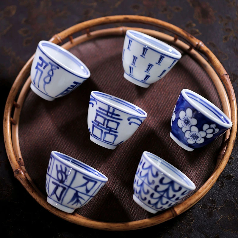 手工青花仿古小客杯茶杯景德镇陶瓷茶具喝茶品茗杯