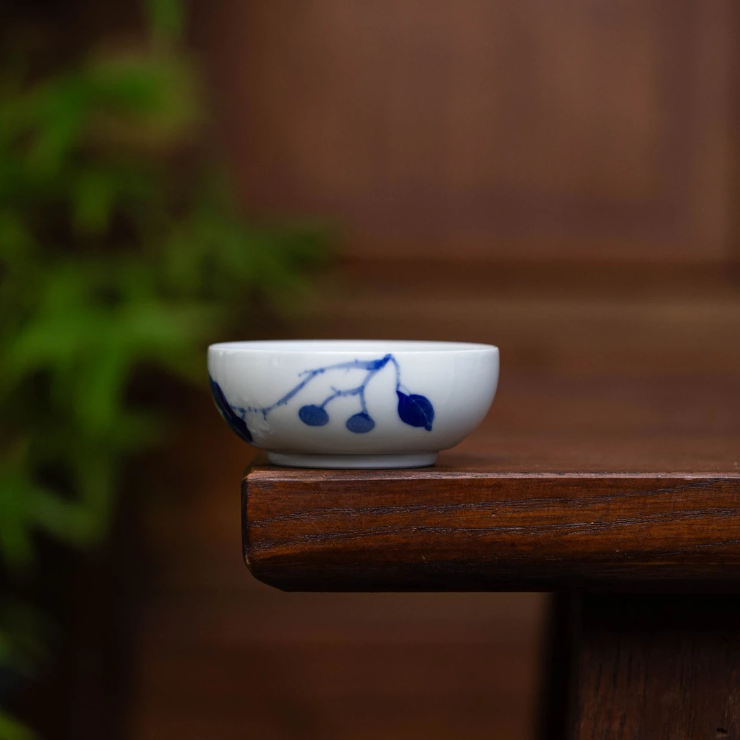 青花芙蓉花普洱杯   景德镇高端陶瓷手工手绘专用茶具工具