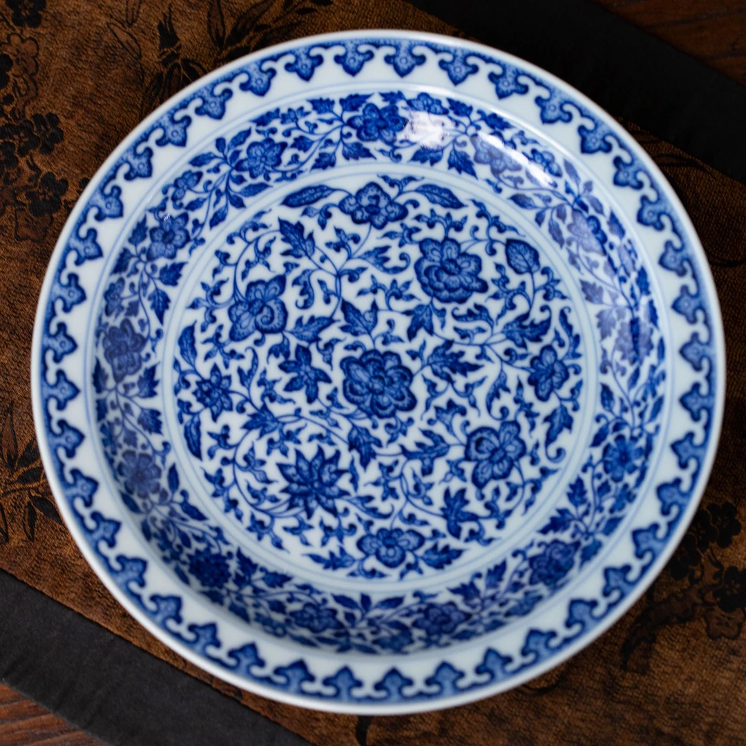 青花满绘缠枝莲壶承  景德镇高端陶瓷手工手绘茶具