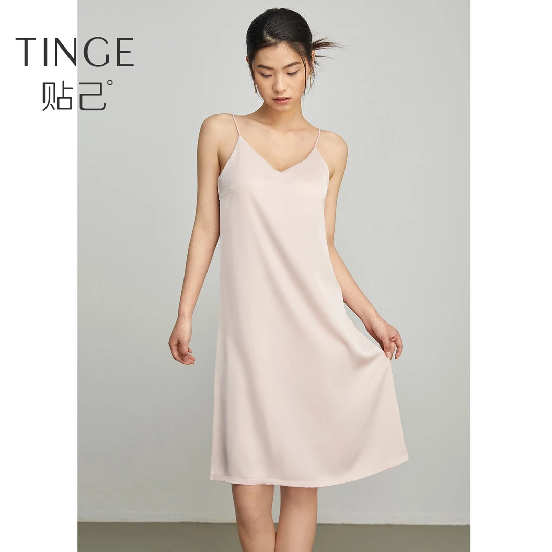 TINGE冰丝睡裙自带胸垫防尴尬夏季