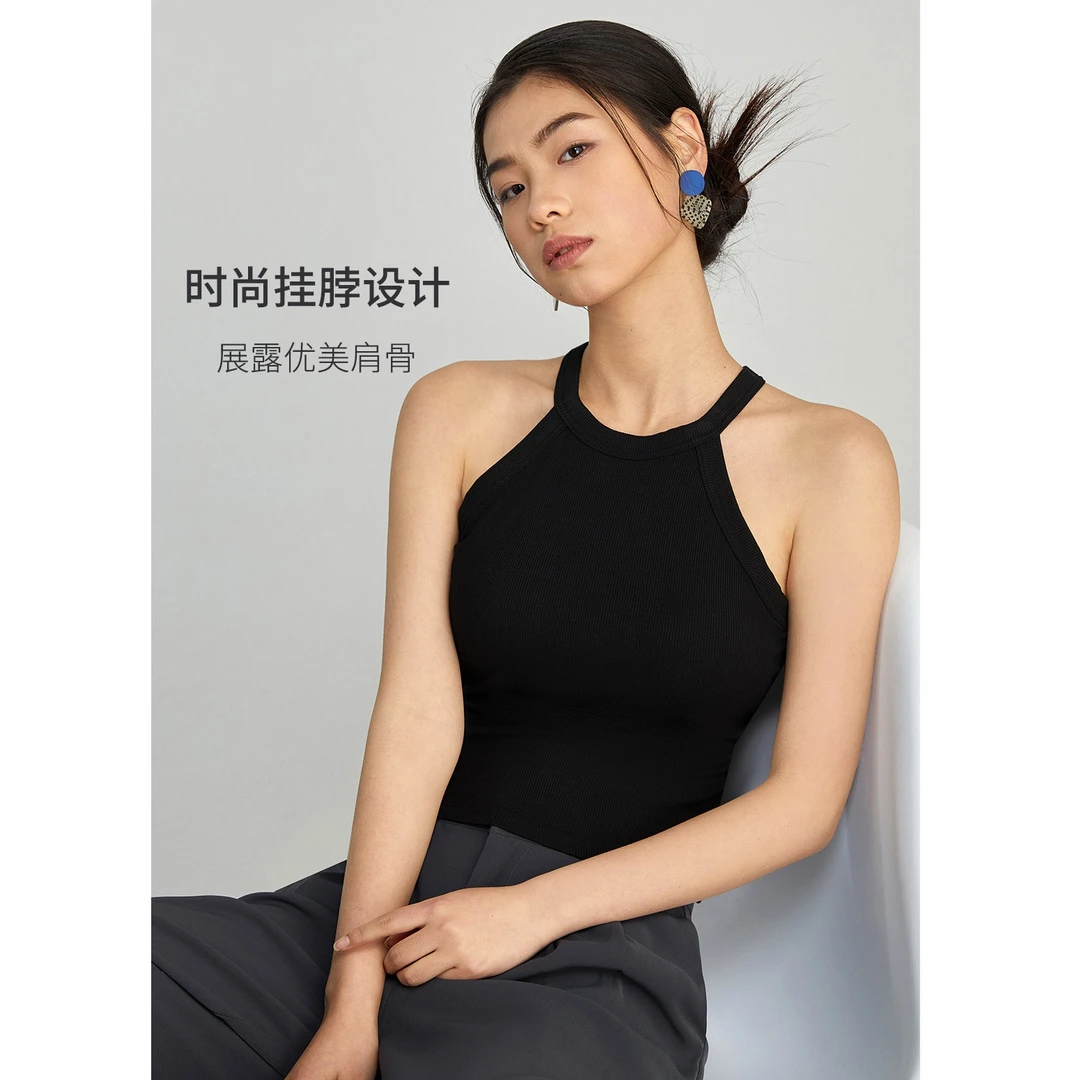 TINGE贴己露肩挂脖外穿吊带女带胸垫罩杯一体夏季修身上衣专属