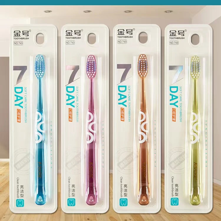 金号743新品牙刷 螺旋刷丝水晶牙刷 家用成人牙刷软毛 厂价批发