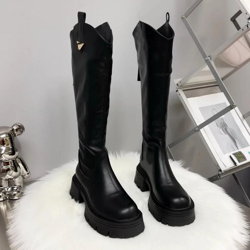 【Nadira专属】百搭经典厚底加绒长筒靴-B2002