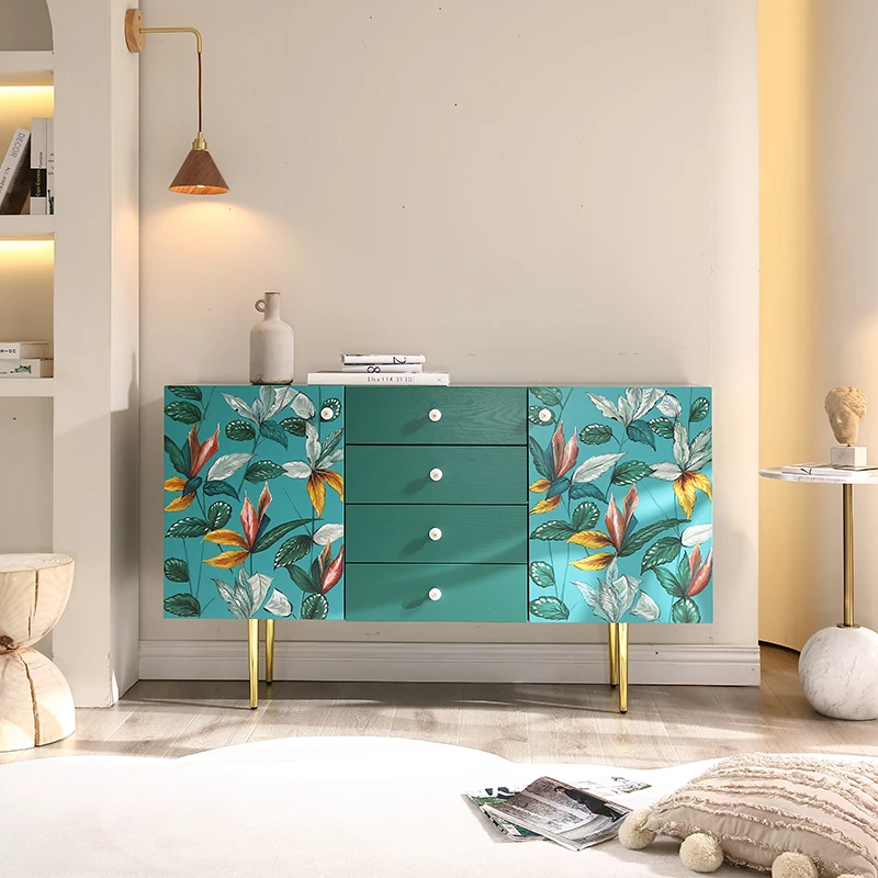 北欧玄关柜斗柜现代简约彩绘储物柜抽屉收纳入户装饰柜