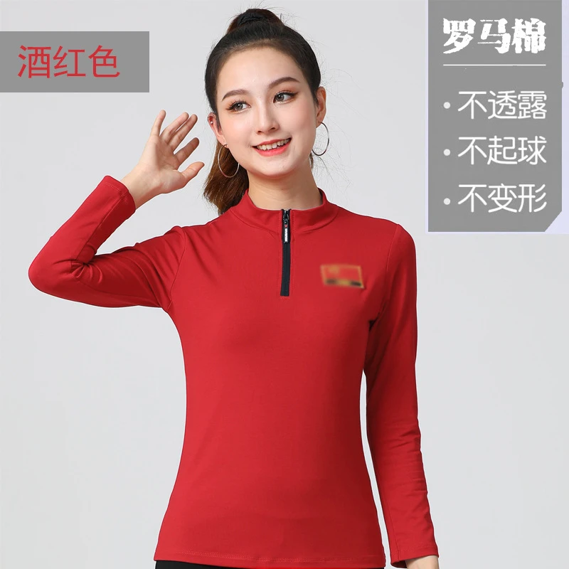 秋季新款广场舞长袖半拉链上衣运动健身操跳操衣服