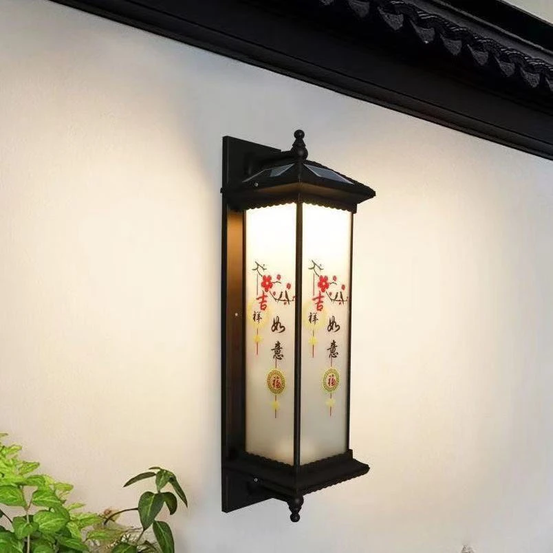 太阳能吉祥如意壁灯新中式户外别墅庭院走廊阳台墙灯防水超亮院灯