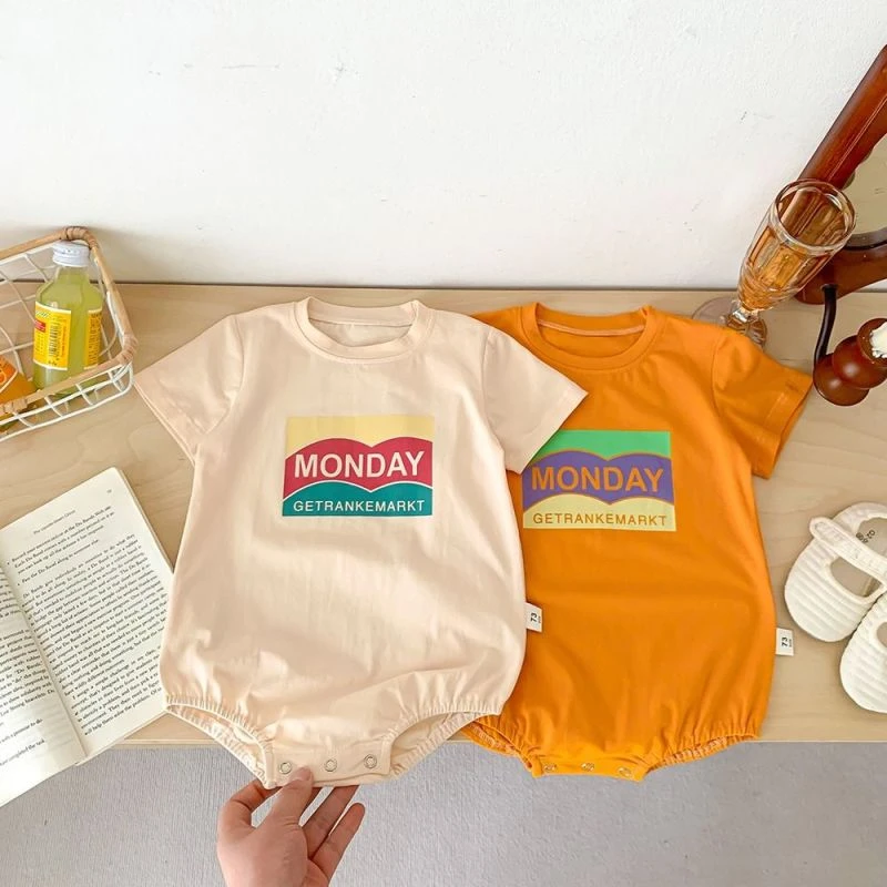 婴幼儿哈衣夏装薄款可爱卡通短袖外出爬服宝宝连体衣三角包屁衣服