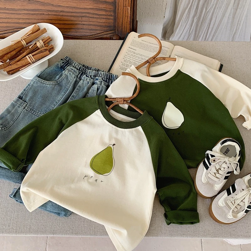 秋装韩国童装男童打底衫纯棉透气2025春秋款儿童长袖T恤女童印花
