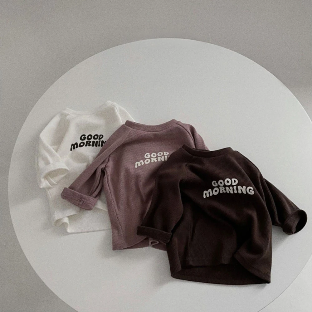 儿童字母T恤衫春秋款女宝宝韩版卫衣婴童早秋装男童长袖纯棉上衣