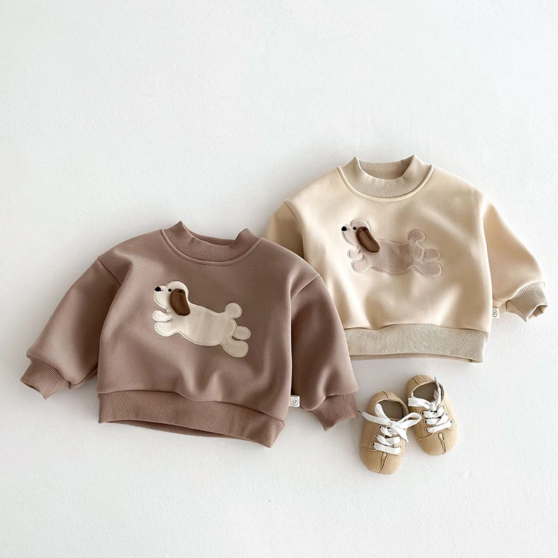 儿童加厚卡通卫衣秋冬韩版童装宝宝洋气加绒长袖衫小童冬装上衣