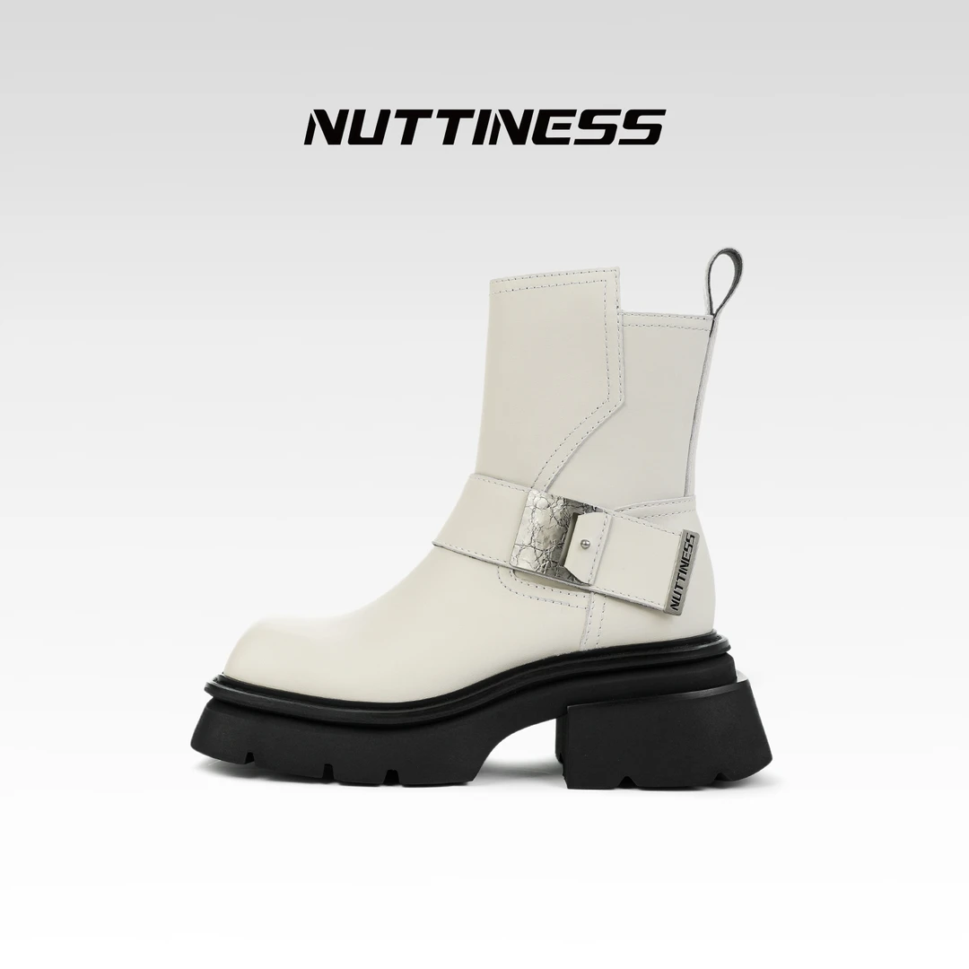 【NUTTINESS】秋冬新款时尚欧美风时装显瘦百搭厚底纯色圆头短靴