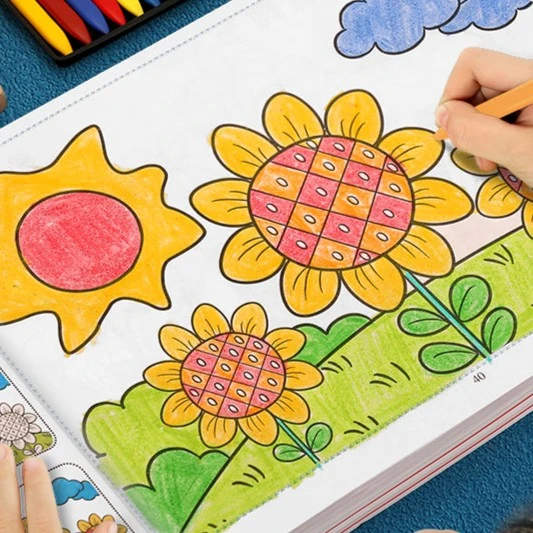 幼儿3-6岁画画图书描线本手工简单绘本临摹图画涂色涂色本填色本