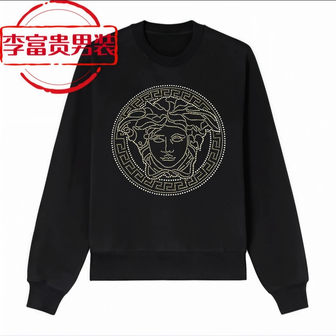 美杜莎潮牌时尚百搭长袖上衣秋冬欧货男士高档休闲圆领美人头卫衣