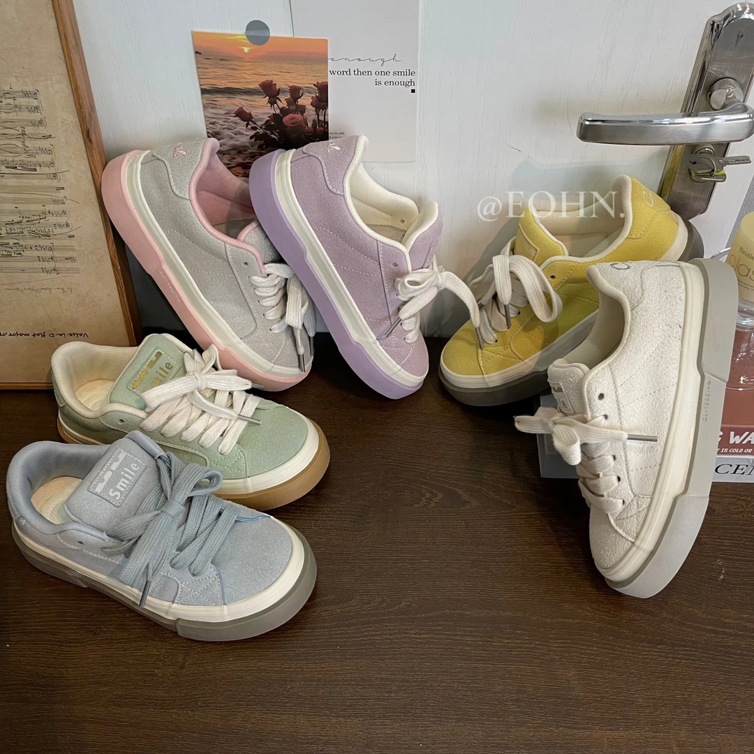 2024秋季新款美式复古板鞋小众圆头软底小众学生ins