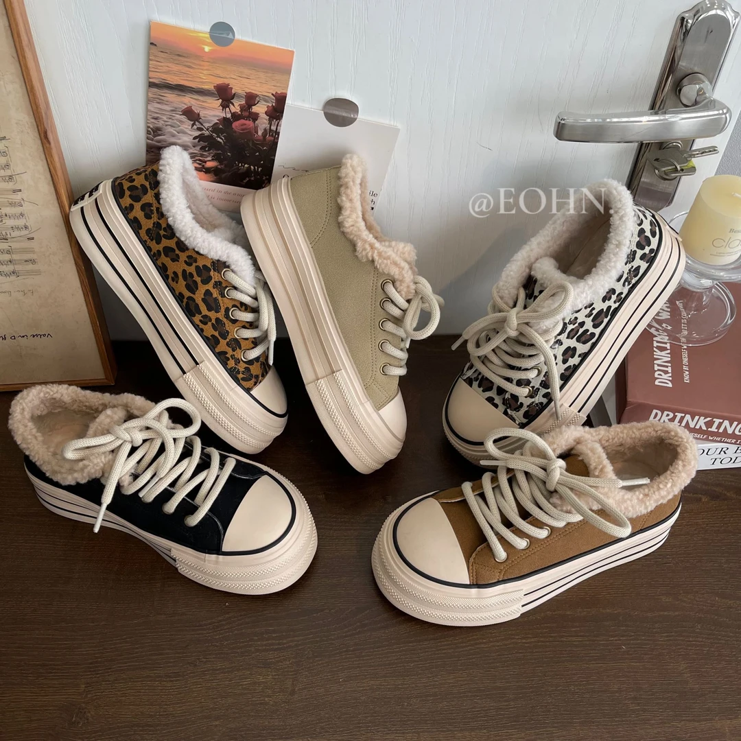 【eohn】秋冬新品加绒棉鞋保暖百搭休闲鞋松糕底增高