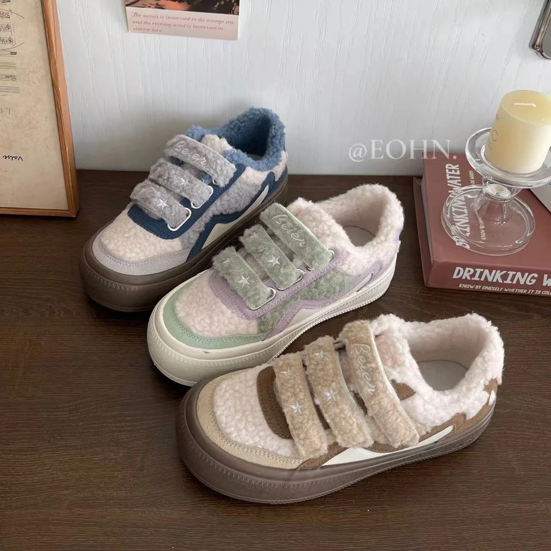 【eohn】秋冬新款加绒保暖休闲鞋百搭可爱软底