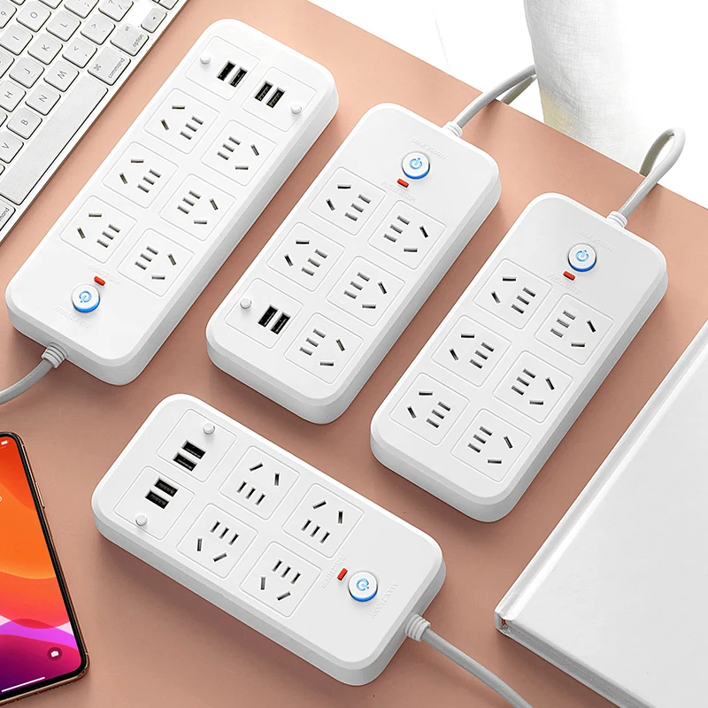 多孔位办公桌面插排插座接线板带USB多功能防过载保护开关插线板