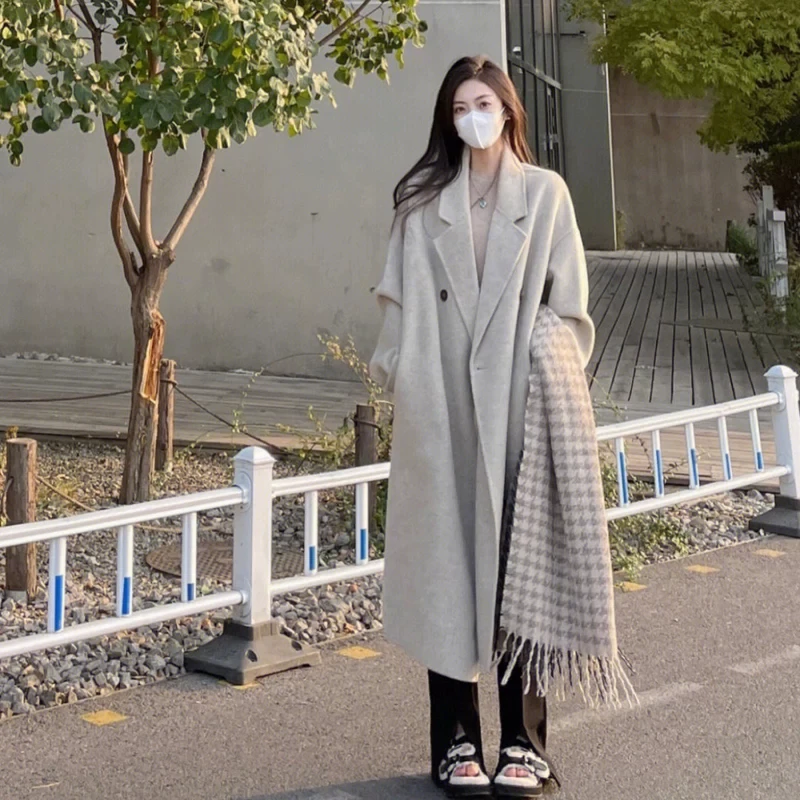 【冬日恋暖】韩版大衣直筒宽松加厚加棉毛呢外套115