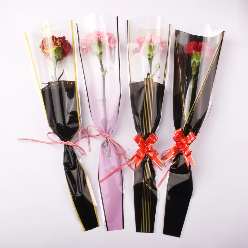 单支玫瑰花包装袋七夕单枝袋透明opp防水鲜花袋子手工diy单只花袋