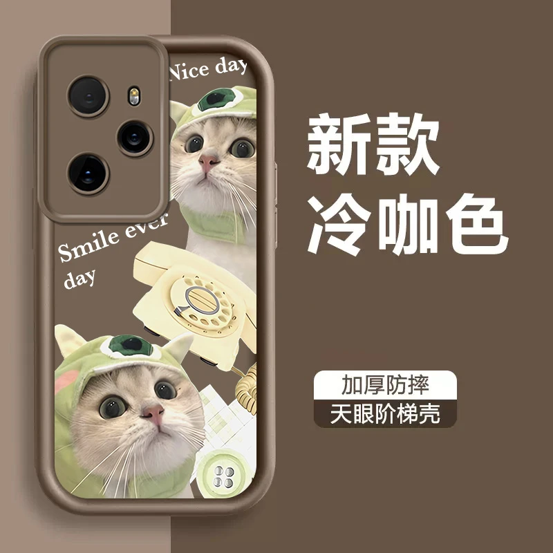 适用荣耀100PRO天眼阶梯手机壳可爱猫咪卡通网红新款时尚全包软壳