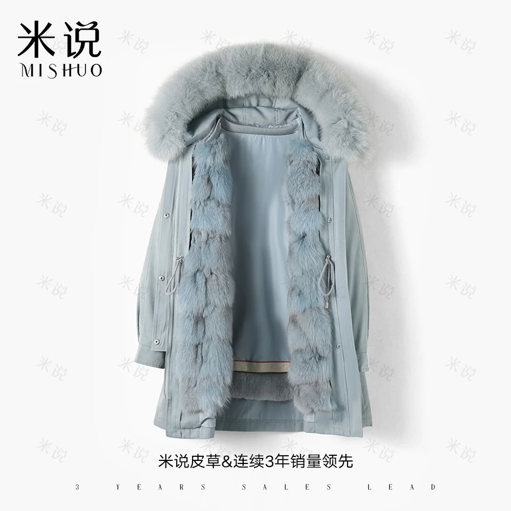 【柳玉狐狸毛】2921升级版狐狸头门襟派克服女秋冬连帽时尚保暖风衣