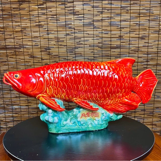 【风生水起金龙鱼】石湾公仔陶瓷工艺品摆件家居送礼长62宽23高30