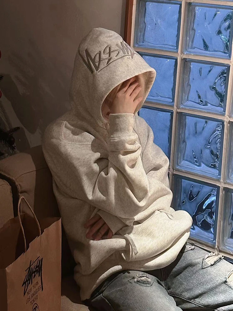 卫衣帽子刺情侣同款加绒