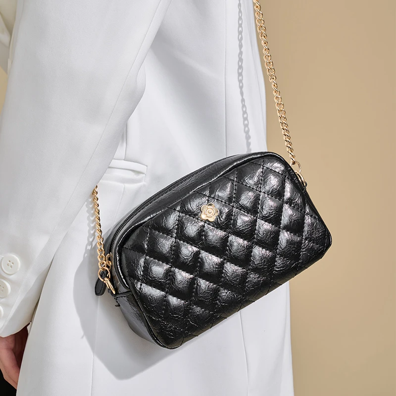 【粉丝礼】小香风时尚单肩斜挎包菱格百搭小包包ins链条包网红休闲