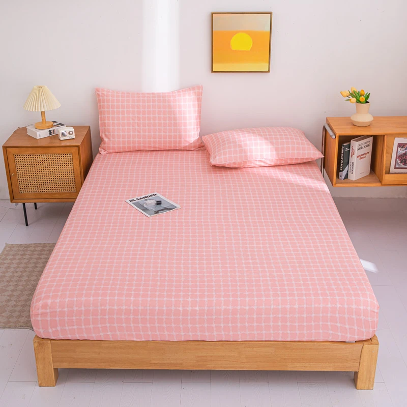 四季通用家居小清新加厚斜磨毛纹亲肤单床单/床笠枕套 学生宿舍床