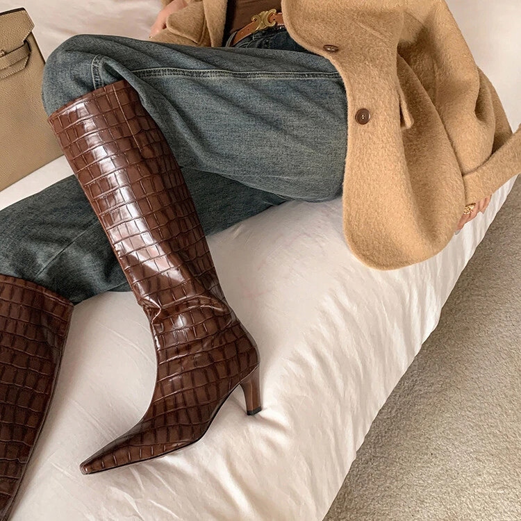 品质甄选细跟6厘米气质女鞋时尚百搭高靴方头欧美秋冬长靴CFV235