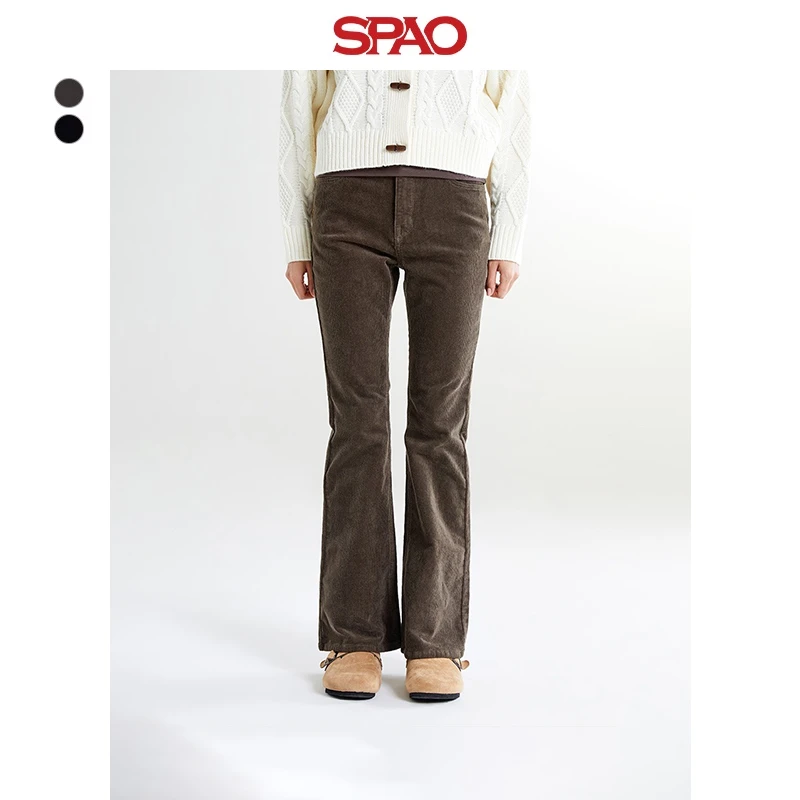 【商场同款新品】SPAO韩国同款2024年秋季女士休闲灯芯绒微喇长裤