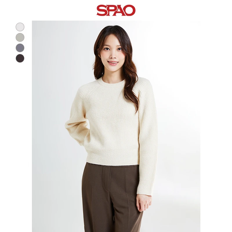 SPAO韩国同款2024年冬季新品女士宽松休闲上衣针织毛衣SPKWE4TW05
