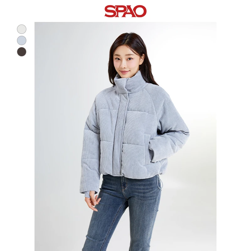 【商场同款新品】SPAO韩国同款2024年秋冬新款女时尚保暖防寒棉外套
