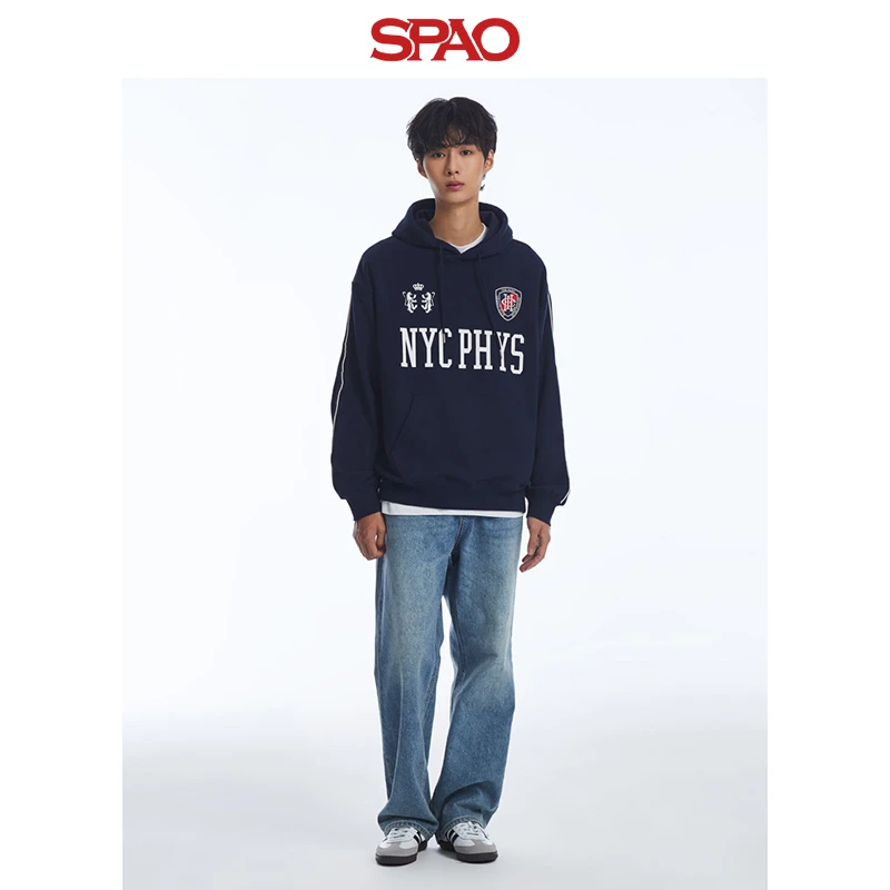 SPAO韩国同款2023休闲新品男女百搭套头连帽加绒款卫衣SPMHD49C91