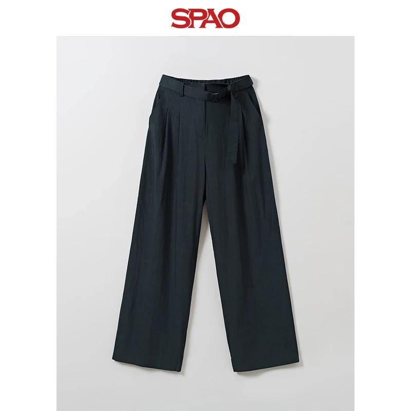 SPAO韩国同款2024年春夏新款女士夏季纯色西装裤SPTAE37W01