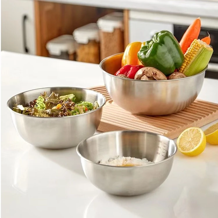 【韩式三件套】316L不锈钢刻度沙拉盆烘焙打蛋盆16-19-22CM