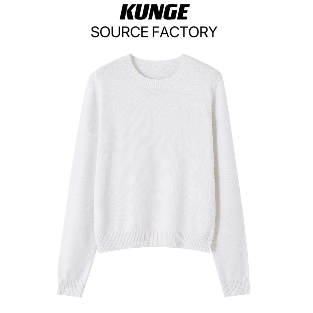 秋冬韩版毛衣时尚上衣针织衫套头黑白色百搭长袖圆领打底宽松1411