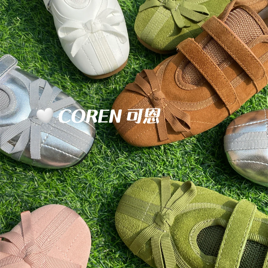 韩国平底运动休闲鞋2024夏季真皮时尚玛丽珍鞋单鞋蝴蝶结德训鞋女