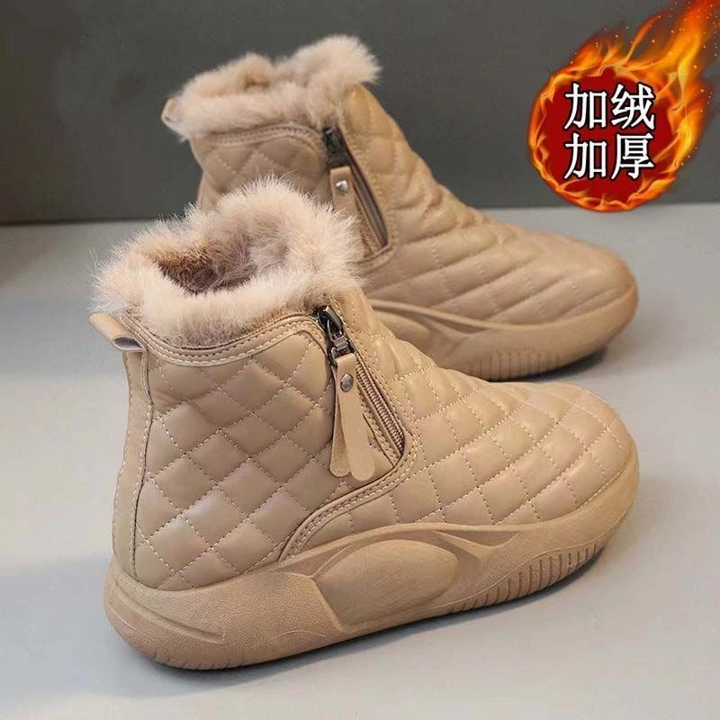 高帮棉鞋一脚蹬爆款加绒时尚雪地靴保暖韩版女鞋冬季靴子马丁靴