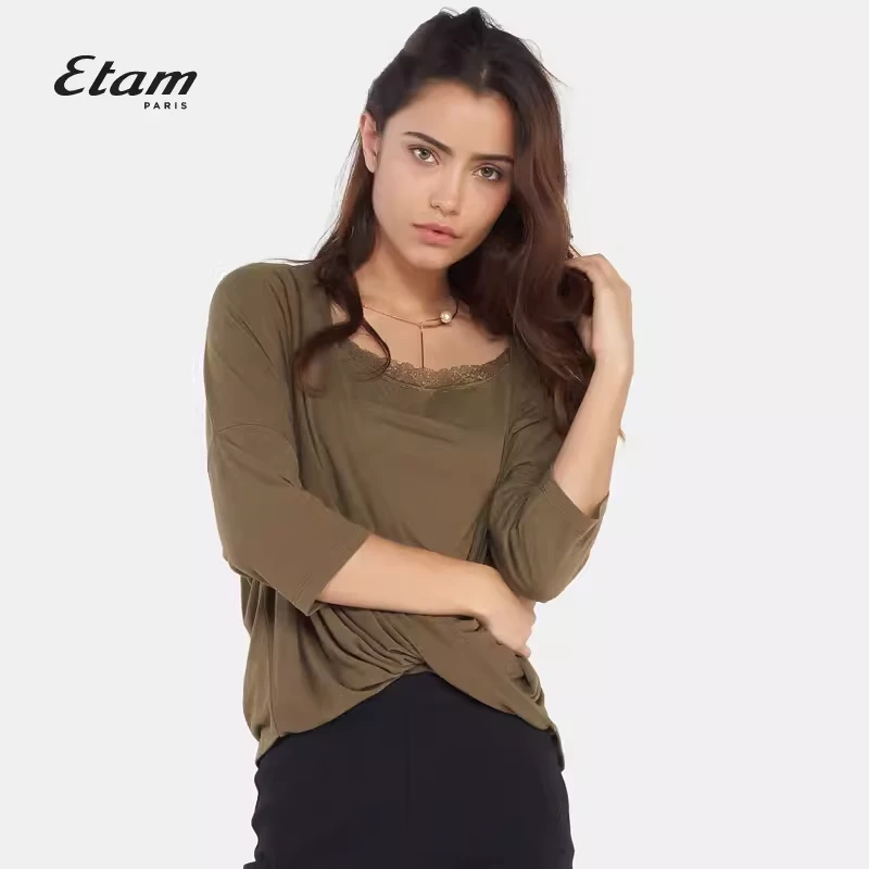 【菲菲】（无内搭）艾格女士上衣长中袖宽松文艺复古柔软B-4-528