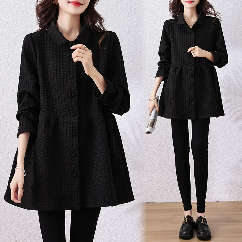 2025春秋洋气新款高端轻奢气质开衫遮肉宽松显瘦长袖中长上衣外套