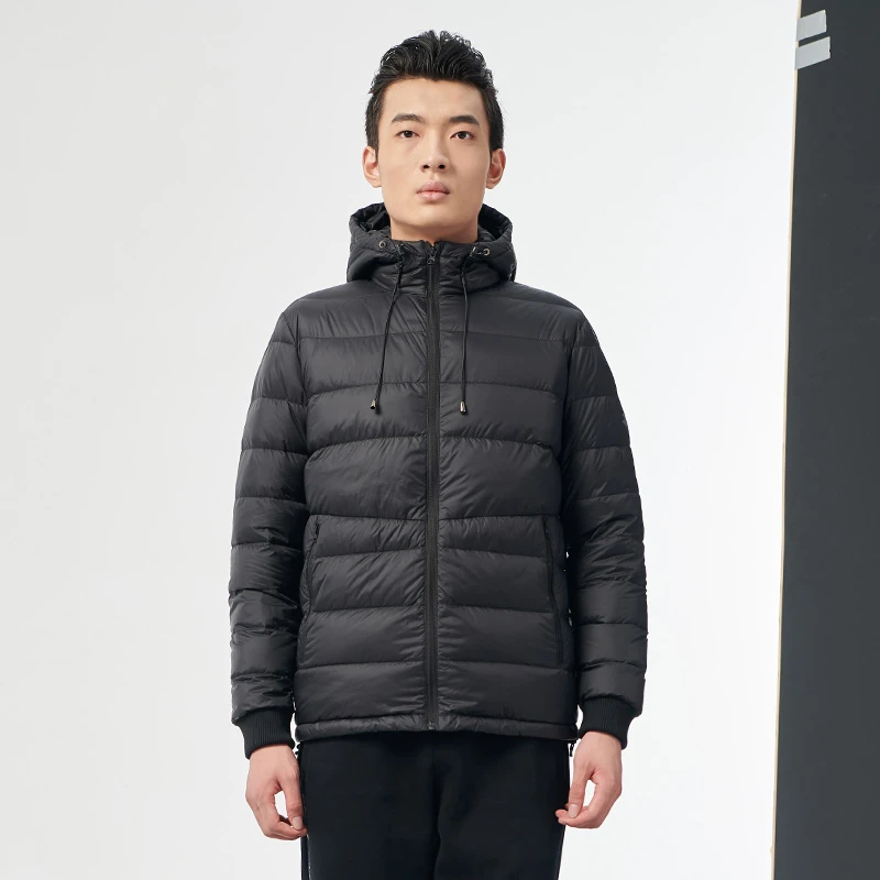 LOTTO/乐途男士秋冬保暖羽绒服运动休闲时尚连帽轻薄灰鸭绒外套