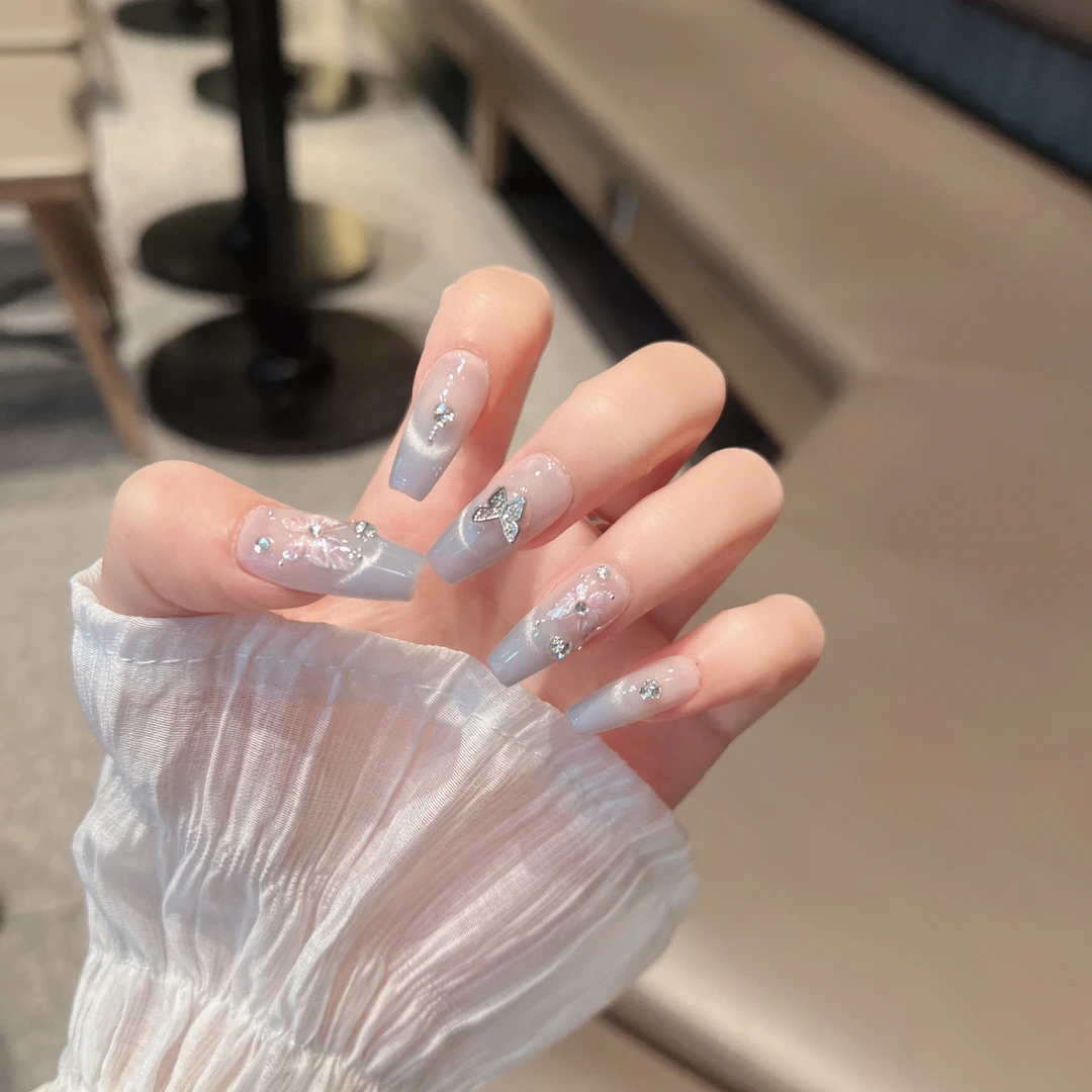 【薄荷曼波】纯手工穿戴甲美甲穿戴光疗甲冰透渐变流行纯欲四季流行