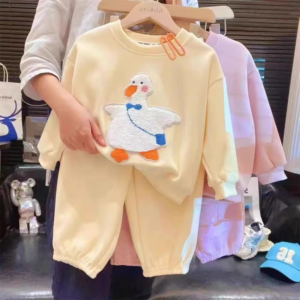 童装女童卫衣套装春秋季可爱卡通男女宝宝秋季洋气薄款宽松两件套