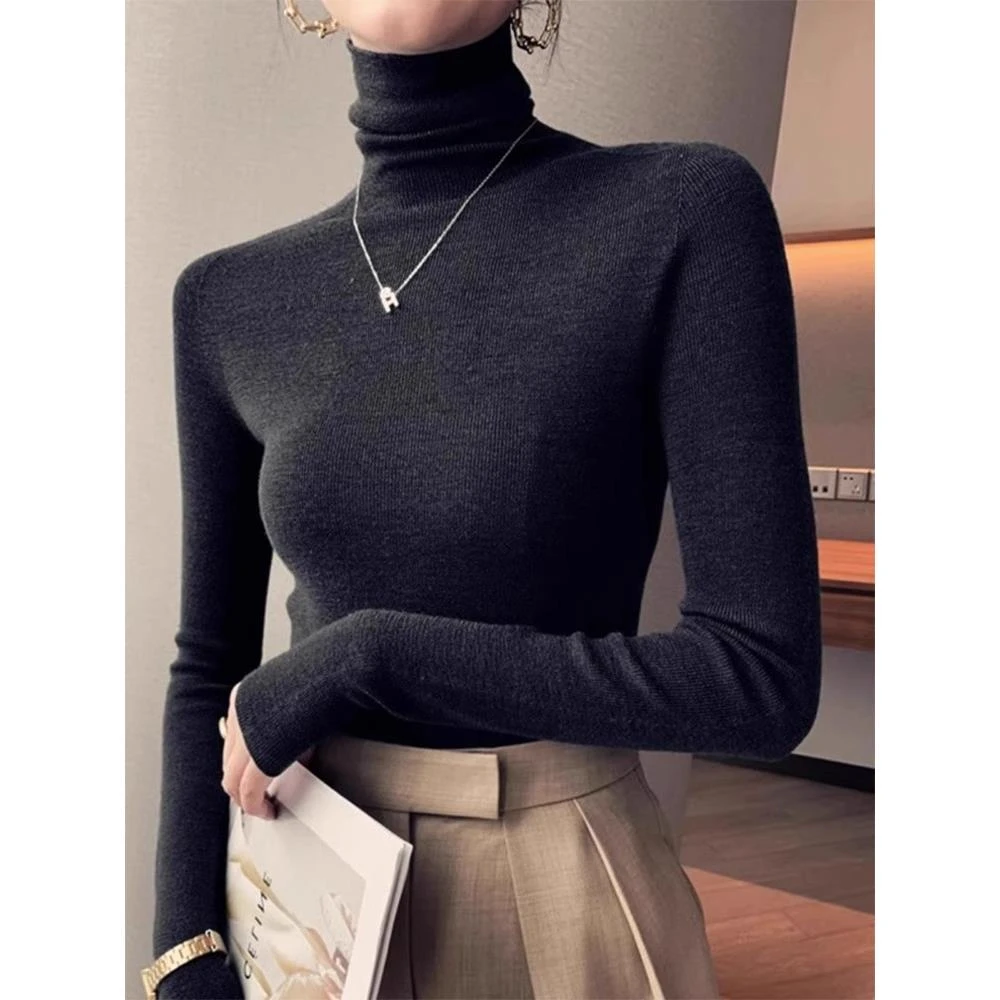 高领打底衫2023新款女秋冬高级感超好看毛衣内搭高领针织衫上衣