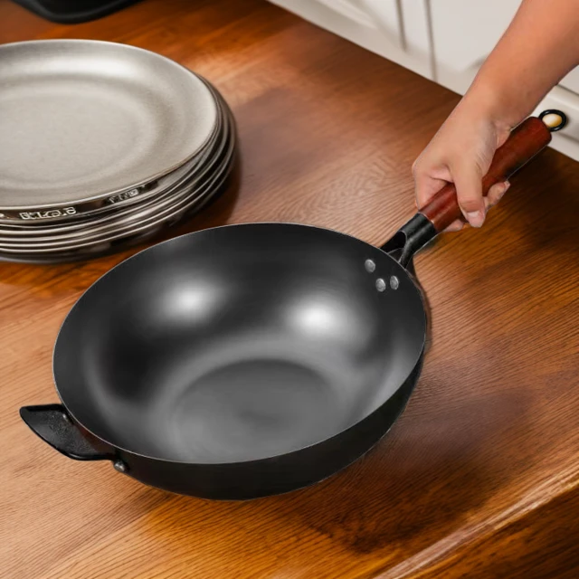 氮化铁锅防烫电磁炉煤气灶通用不易生锈手工不易粘锅无涂层少油烟