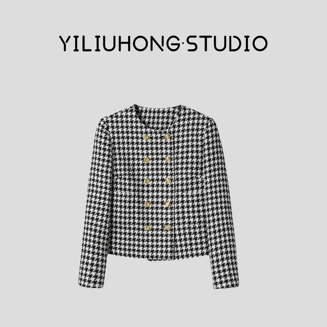 【大涛家宠粉】D013#秋季女士小香风复古时尚感百搭休闲圆领外套