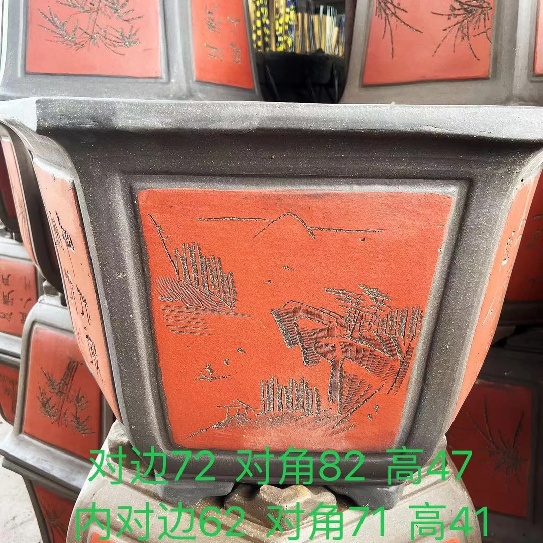 源头工厂直销80口径大六角鲜花绿植盆景造型老桩花盆