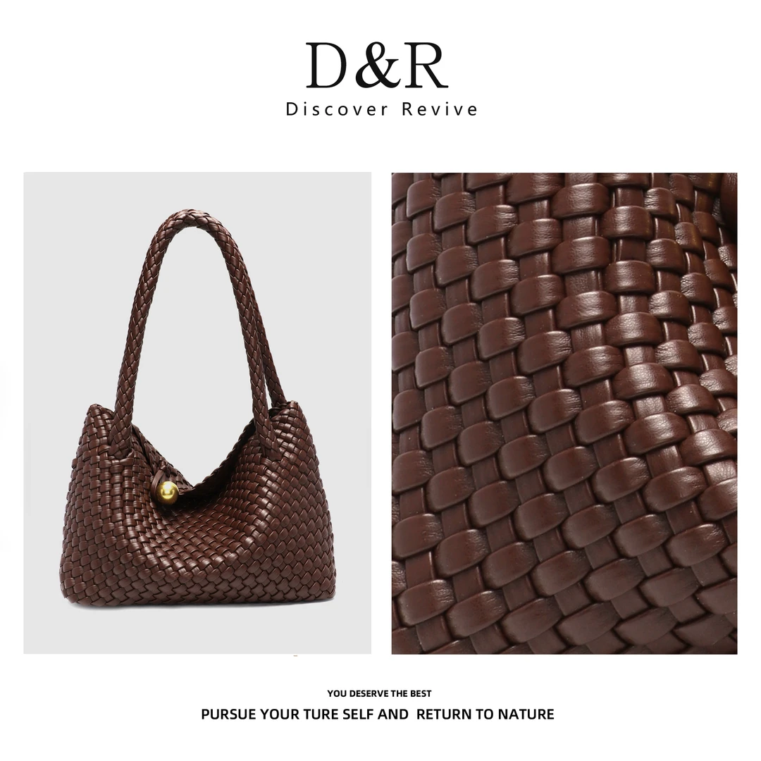 Discover Revive新款单肩腋下手工编织大容量包包E988- 哈瓦娜