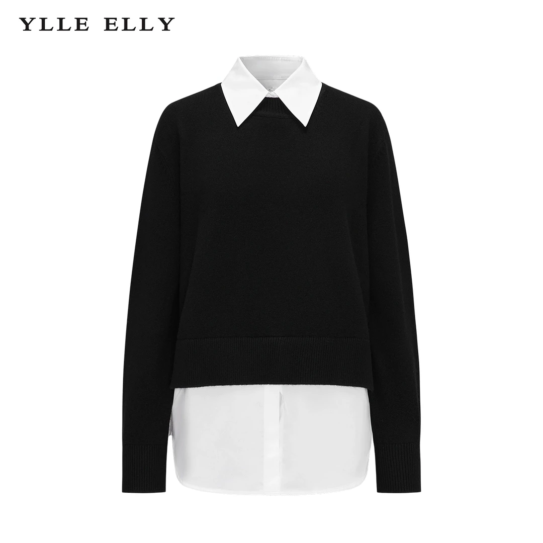 【商场同款】撞色针织衫冬季新款假两件羊毛套头衫Y733306632